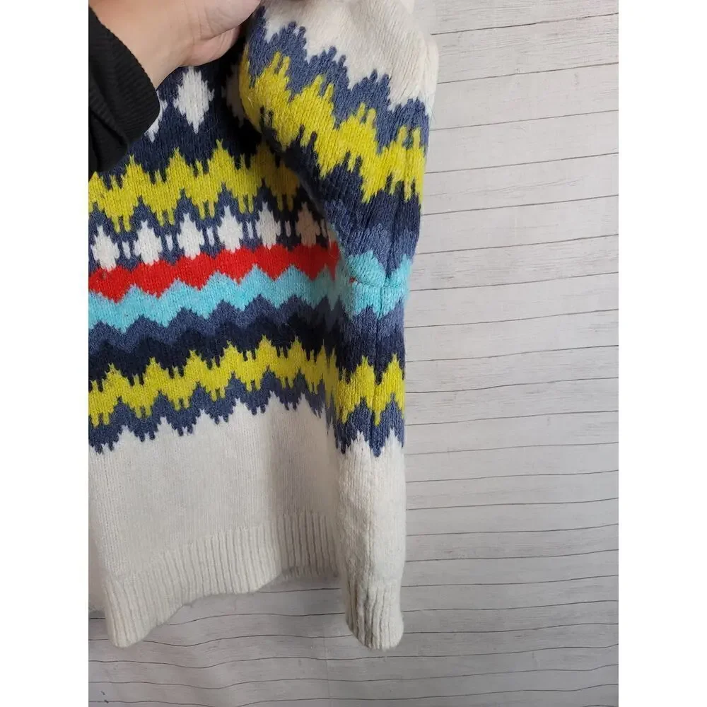 AERIE QUARTER ZIP ARGYLE SWEATER WOOL BLEND, SZ SMALL